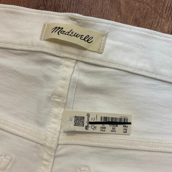 NWT Madewell Kick Out Crop Jeans In Pure White Size 33 - Picture 6 of 9